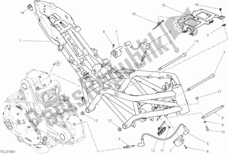 All parts for the Frame of the Ducati Monster 797 Thailand 2017